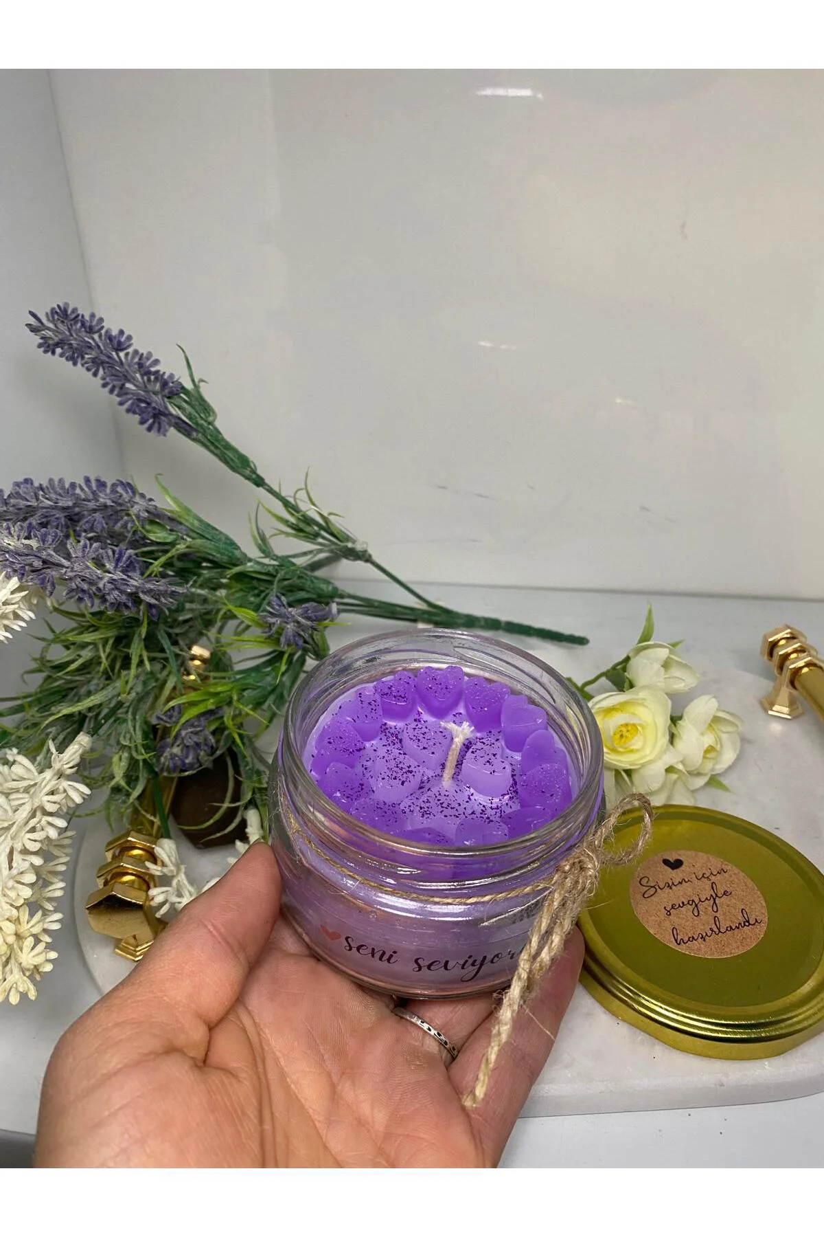 Soya Wax Dekoratif Kapaklı Kavanozda Mum (Kokulu)