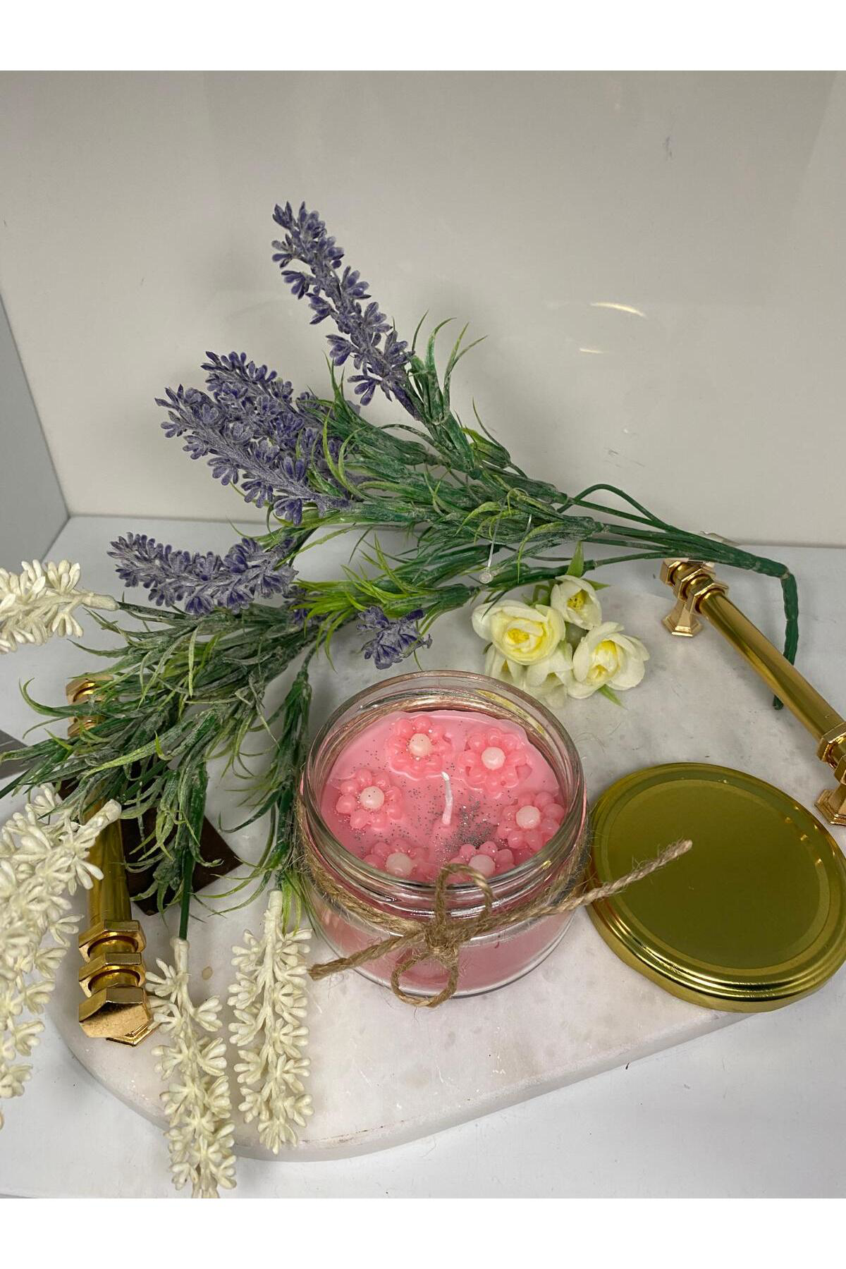 Elif Aksesuar Soya Wax Dekoratif Kapaklı Kavanozda Mum (Kokulu)