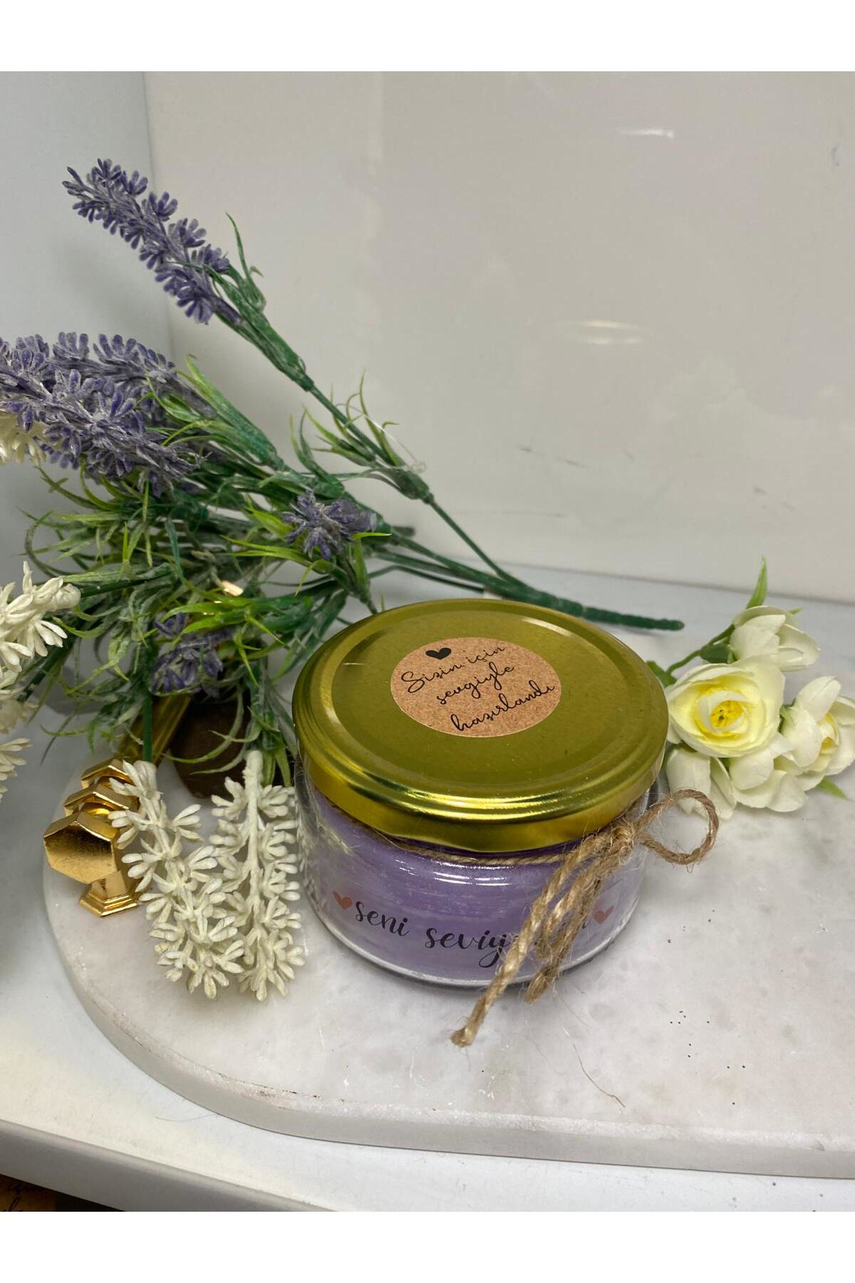 Elif Aksesuar Soya Wax Dekoratif Kapaklı Kavanozda Mum (Kokulu)