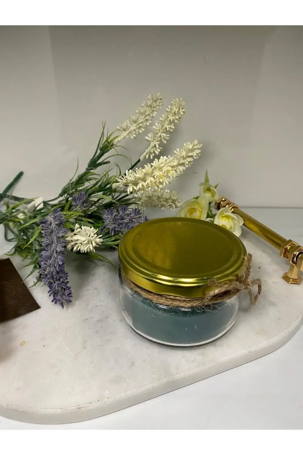 Soya Wax Dekoratif Kapaklı Kavanozda Mum Çiçekli(Kokulu)