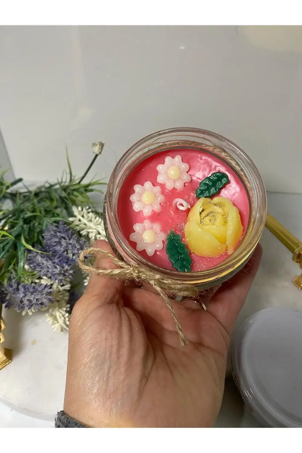 Soya Wax Dekoratif Kapaklı Kavanozda Mum (Kokulu) 330ml