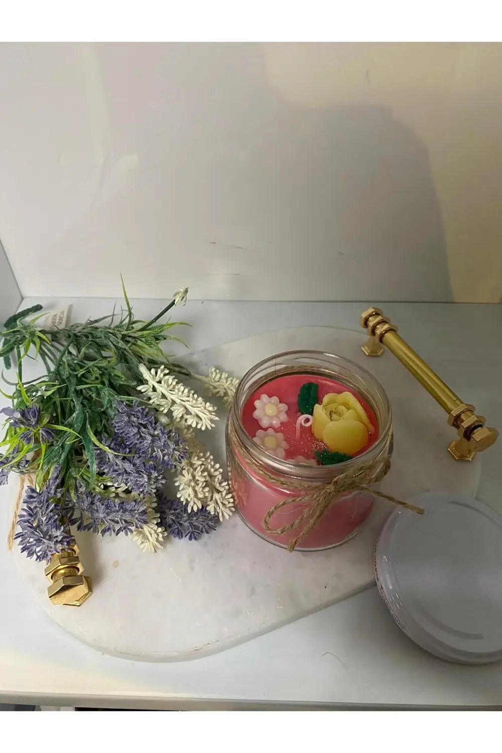 Soya Wax Dekoratif Kapaklı Kavanozda Mum (Kokulu) 330ml