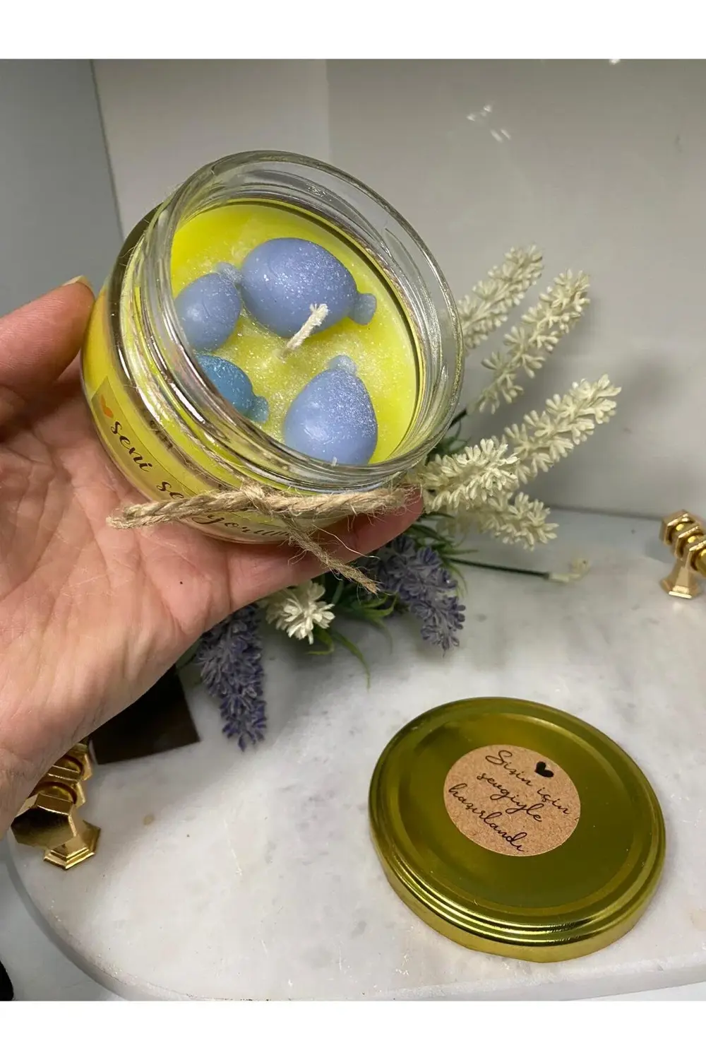 Soya Wax Dekoratif Kapaklı Kavanozda Mum (Kokulu)