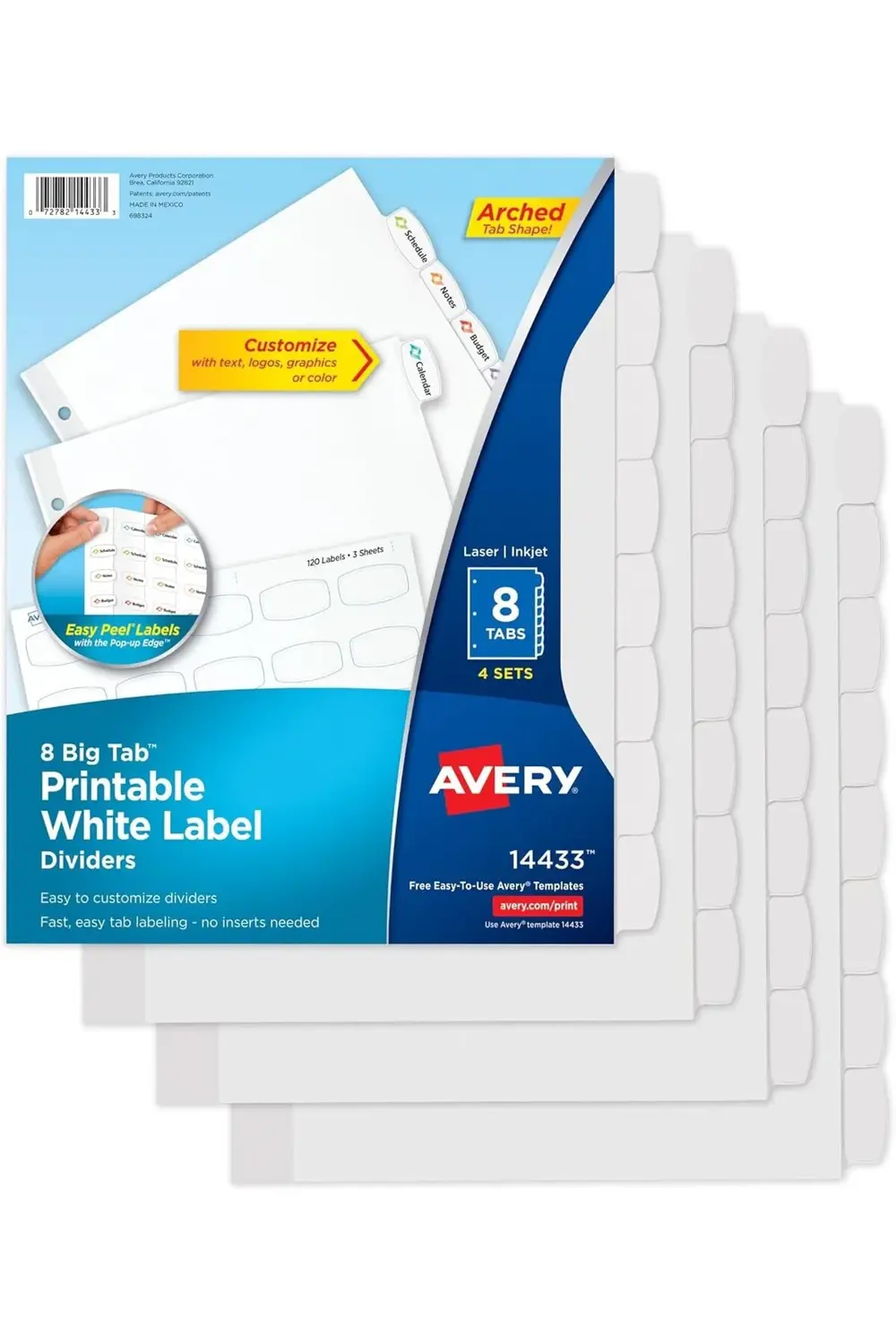 Soyulmuş, 8 Sekme, 4 Takım (14433) ile Büyük Sekme Yazdırılabilir