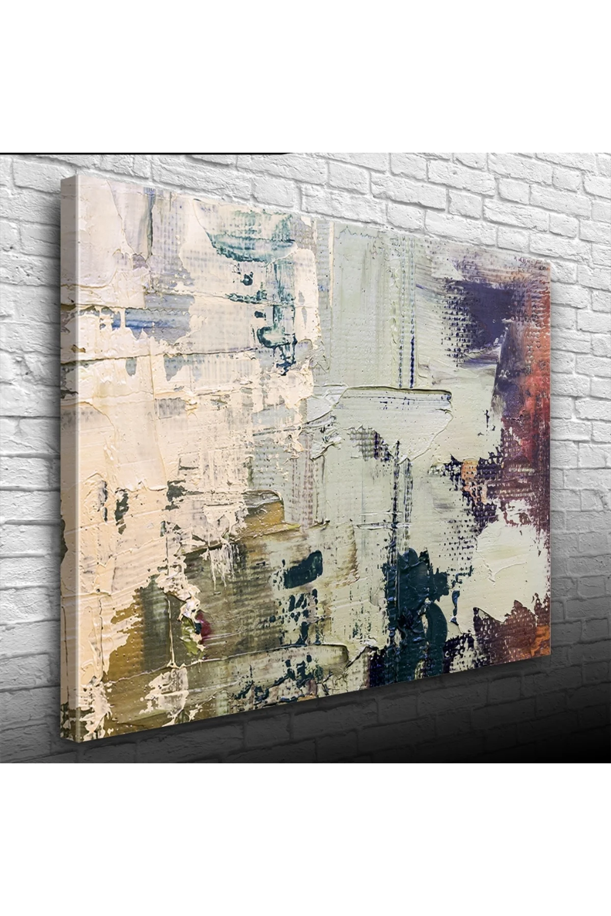 Soyut Beyaz ve Gri Tonlarda Yağlıboya Kanvas Tablo 50 x 70