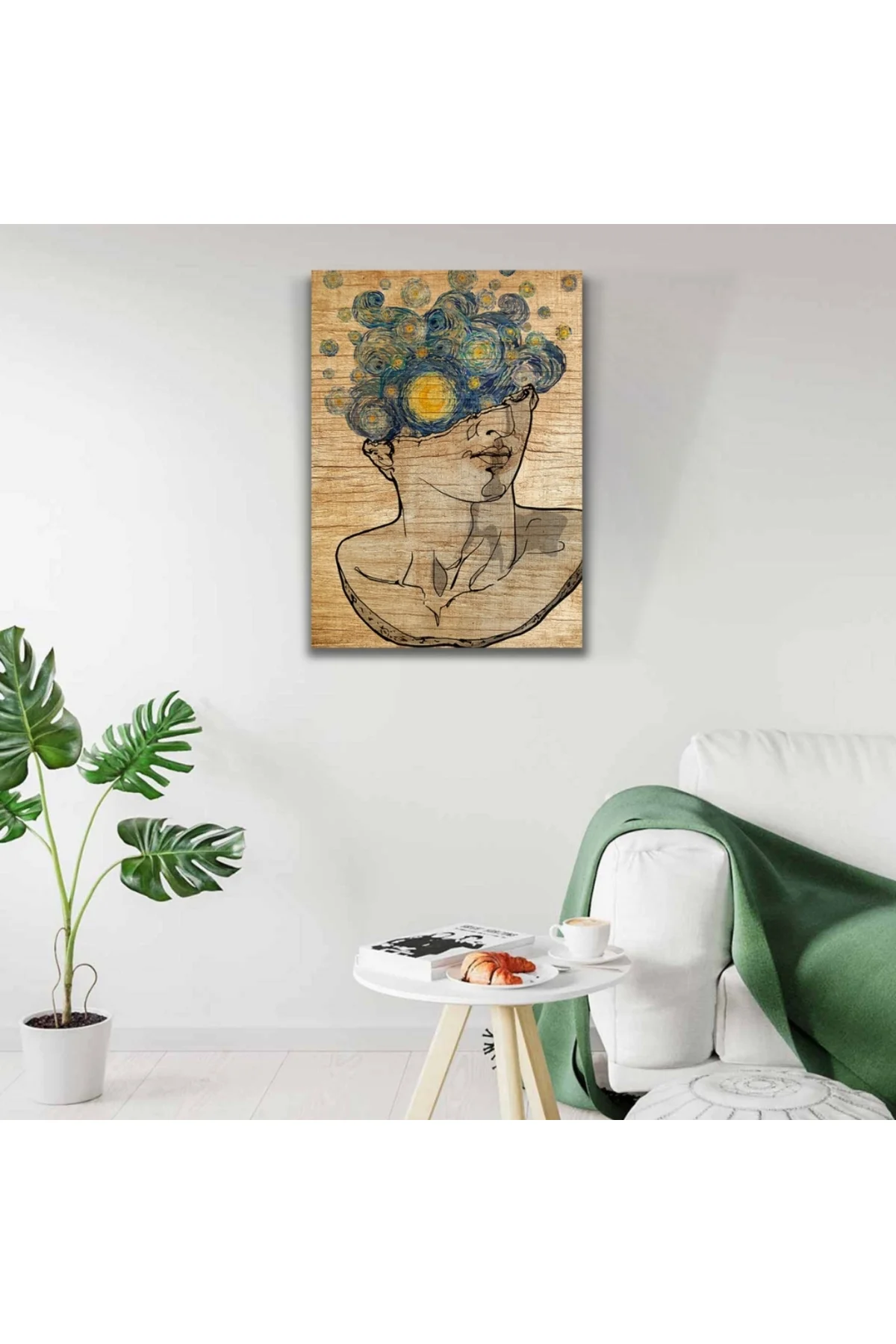 Soyut Büst Resmi , Kahve Rengi Tonlarda Kanvas Tablo 50 x 70