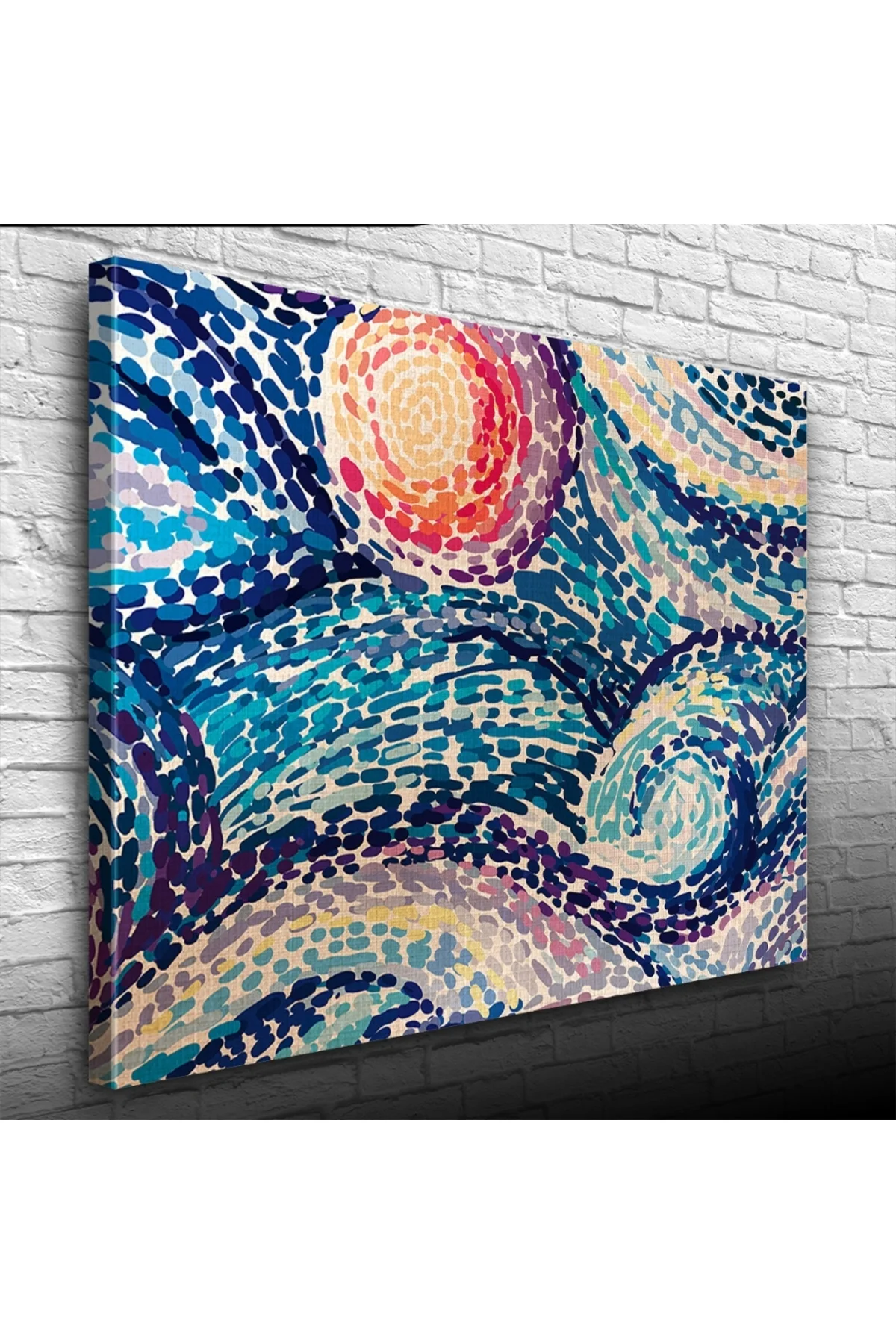 Soyut Çalışma, Mavi ve Kırmızı Tonlarda Kanvas Tablo 50 x 70