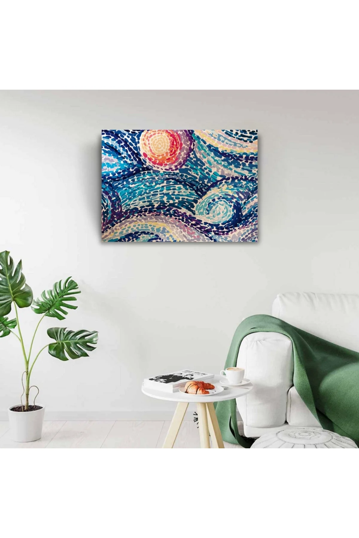Soyut Çalışma, Mavi ve Kırmızı Tonlarda Kanvas Tablo 50 x 70