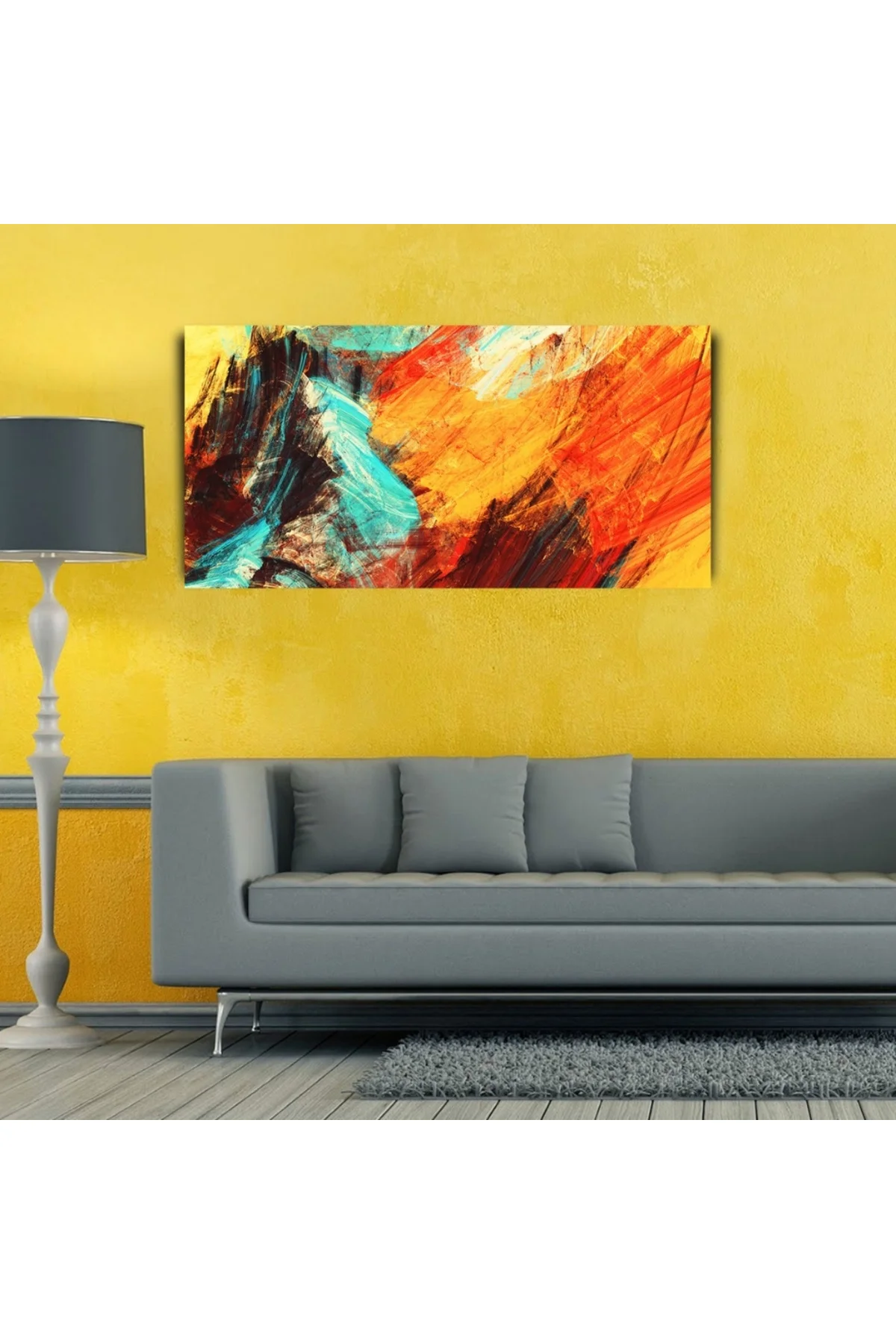 Soyut Çalışma , Pastel Renklerde Kanvas Tablo 60 x 120