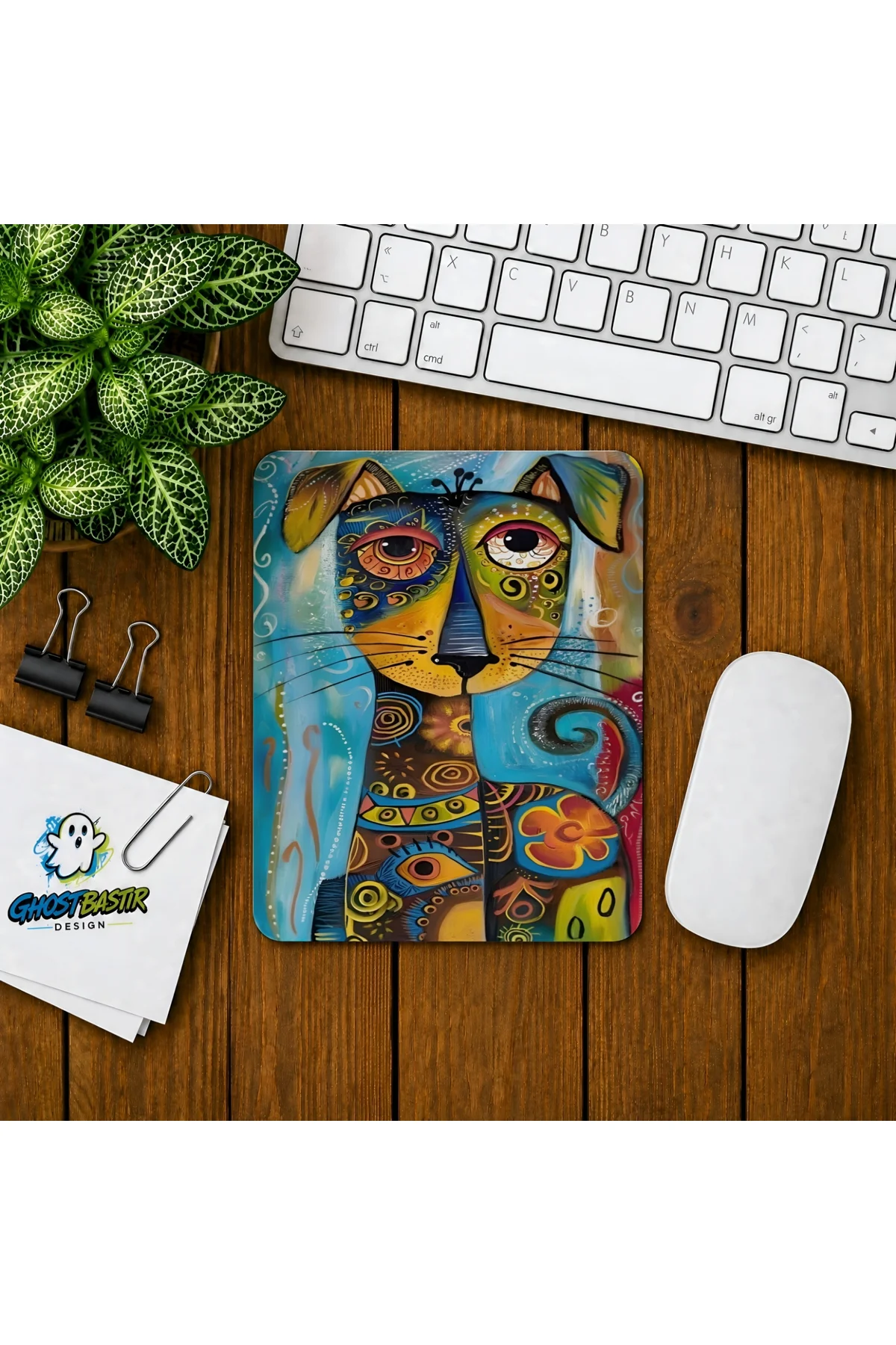 Soyut Çizim Köpek Baskılı Oyuncu Mousepad 0281