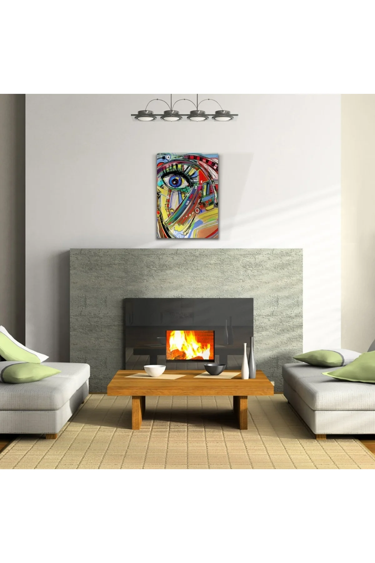 Soyut , Çok Renkli Dekoratif Kanvas Tablo 50 x 70