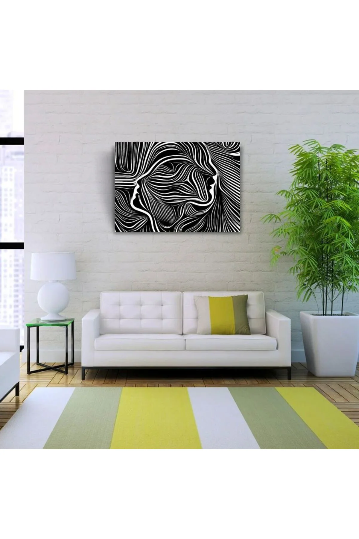 Soyut İnsan Portresi Siyah Beyaz Kanvas Tablo 50 x 70