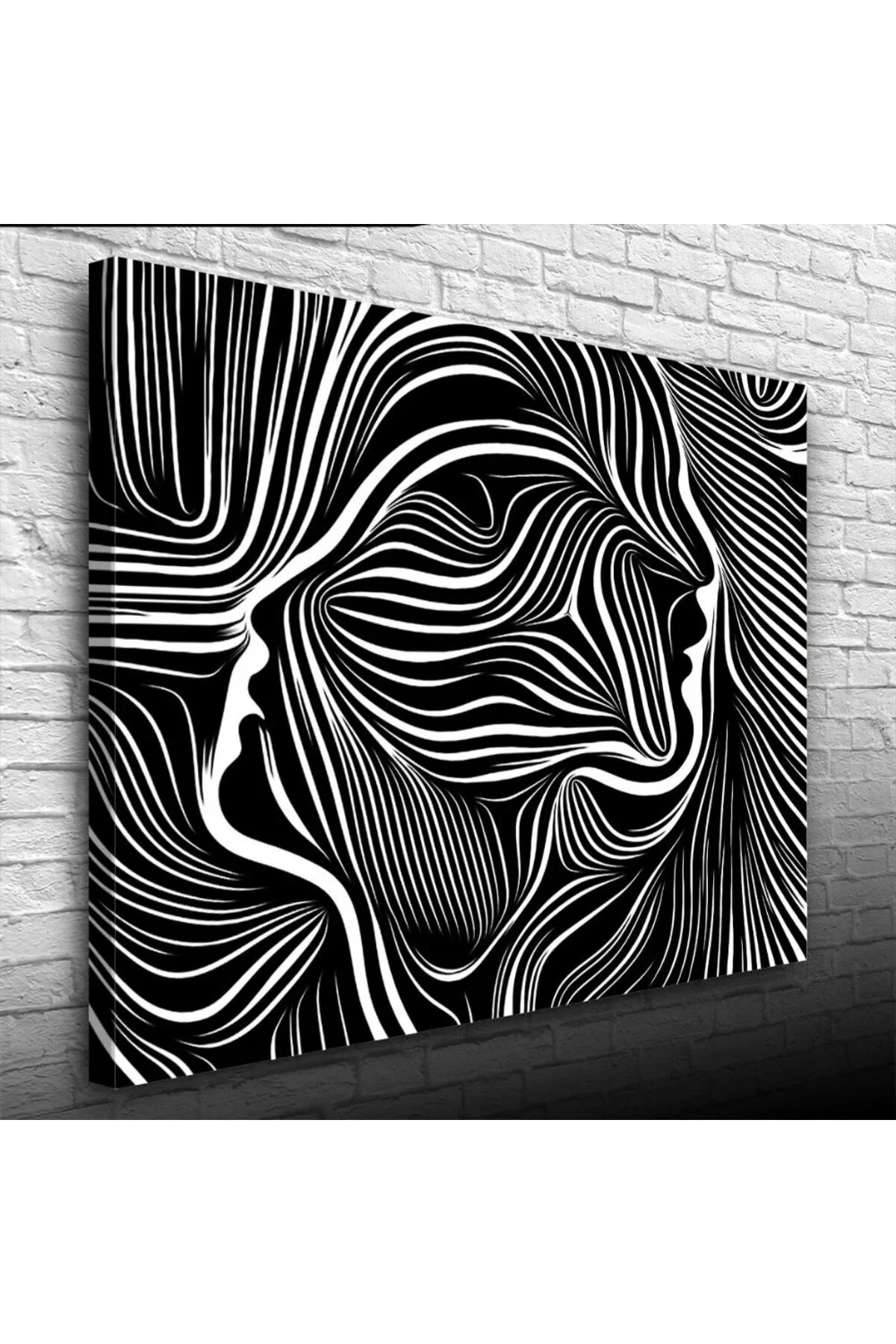 Soyut İnsan Portresi Siyah Beyaz Kanvas Tablo 50 x 70
