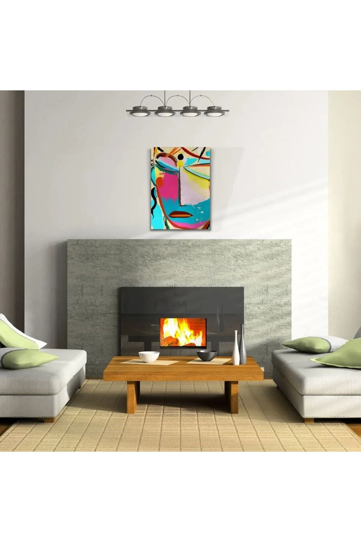 Soyut Kadın Portresi , Pastel Renklerde Kanvas Tablo 50 x 70