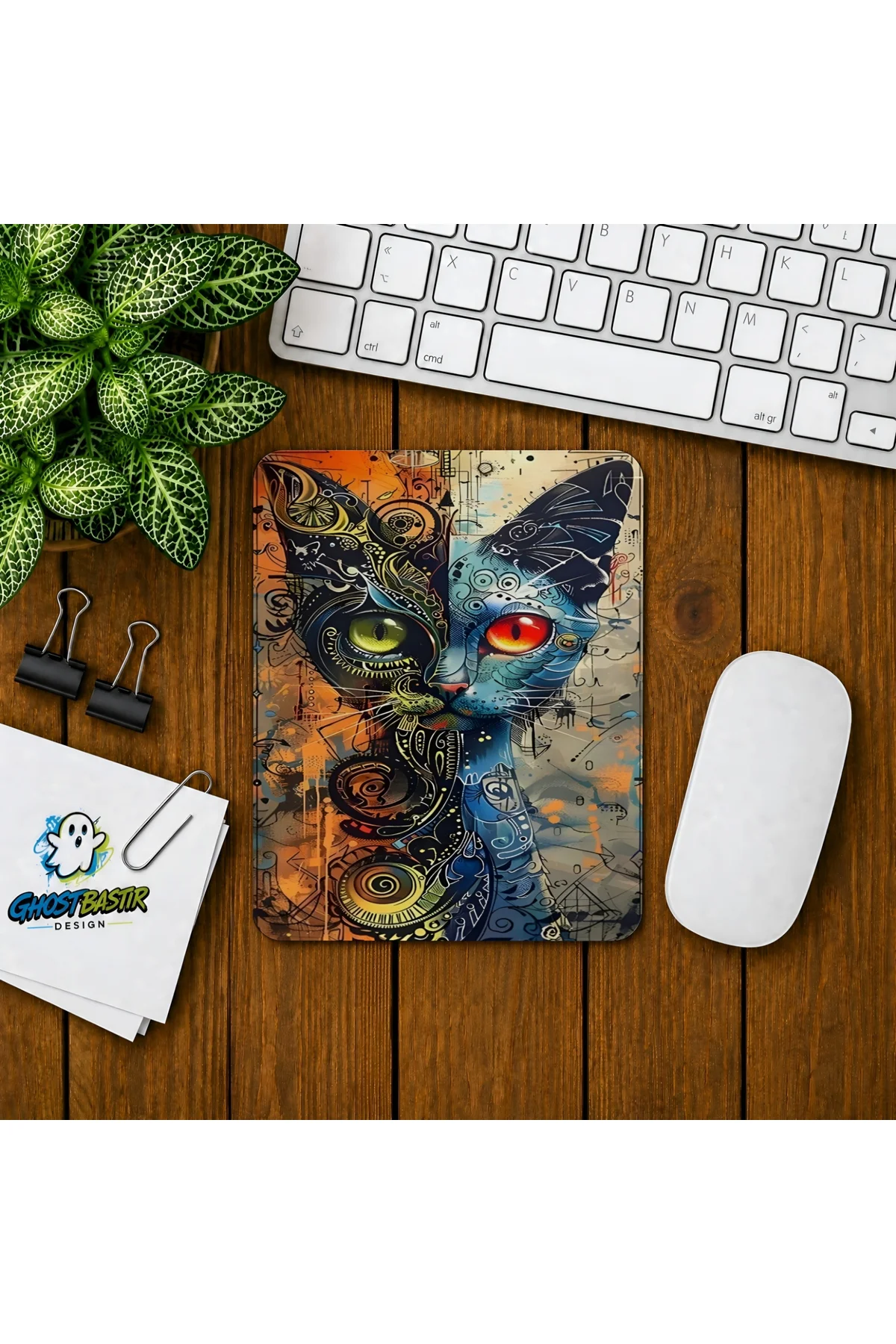 Soyut Kedi Baskılı Oyuncu Mousepad 0280