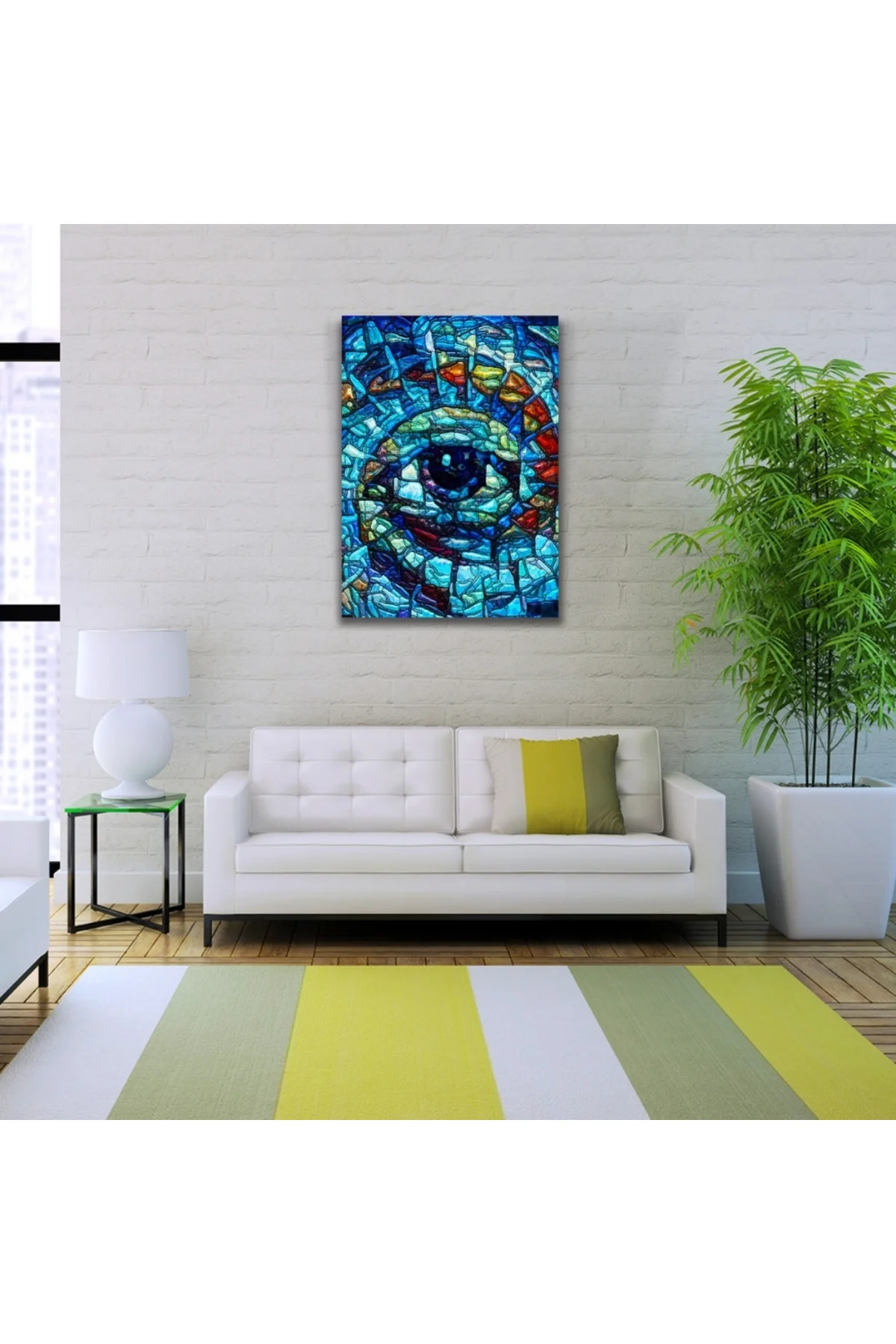 Soyut , Mavi Tonlarda Dekoratif Kanvas Tablo 50 x 70