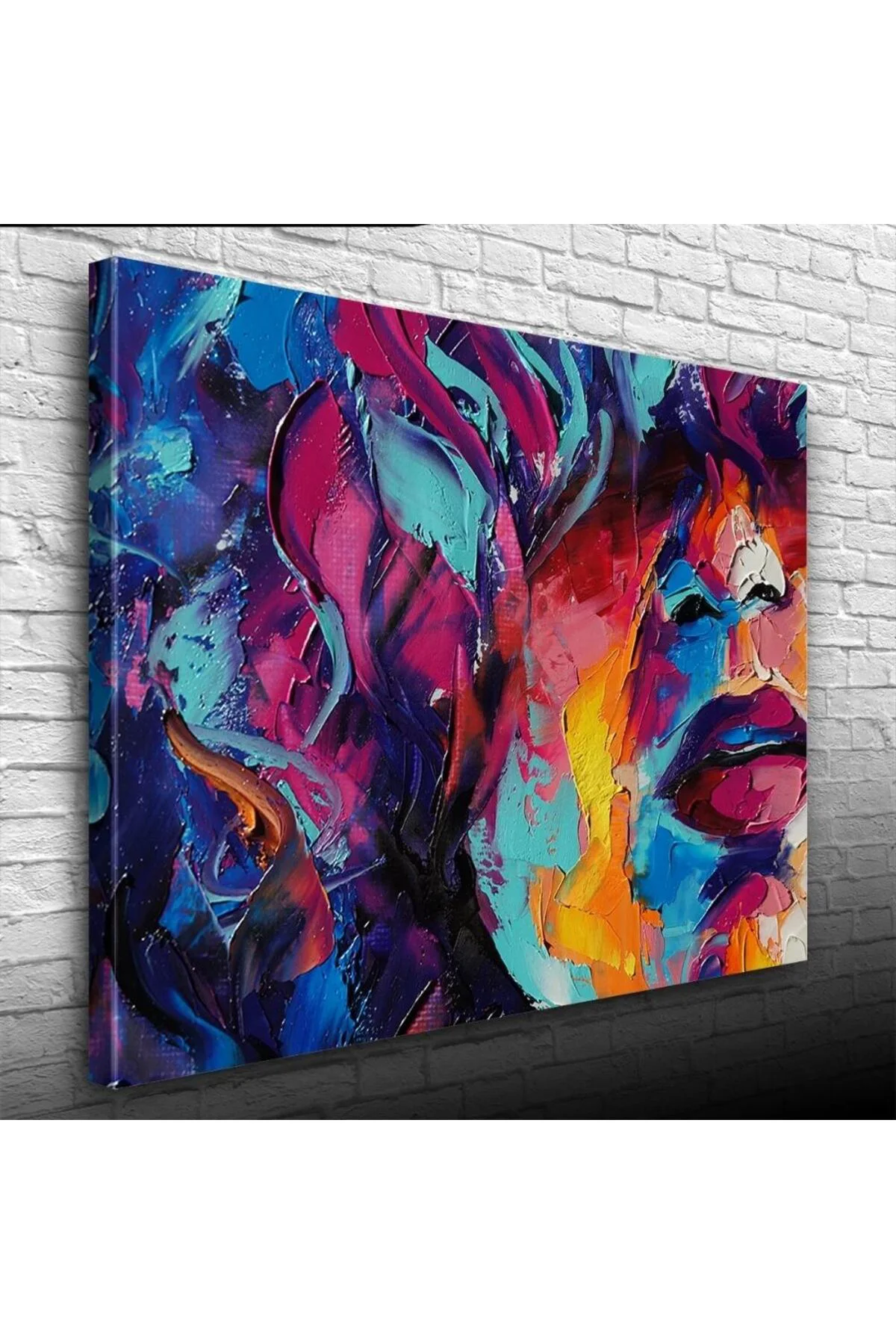 Soyut, Renkli , Yağlıboya Dokulu Kanvas Tablo 50 x 70