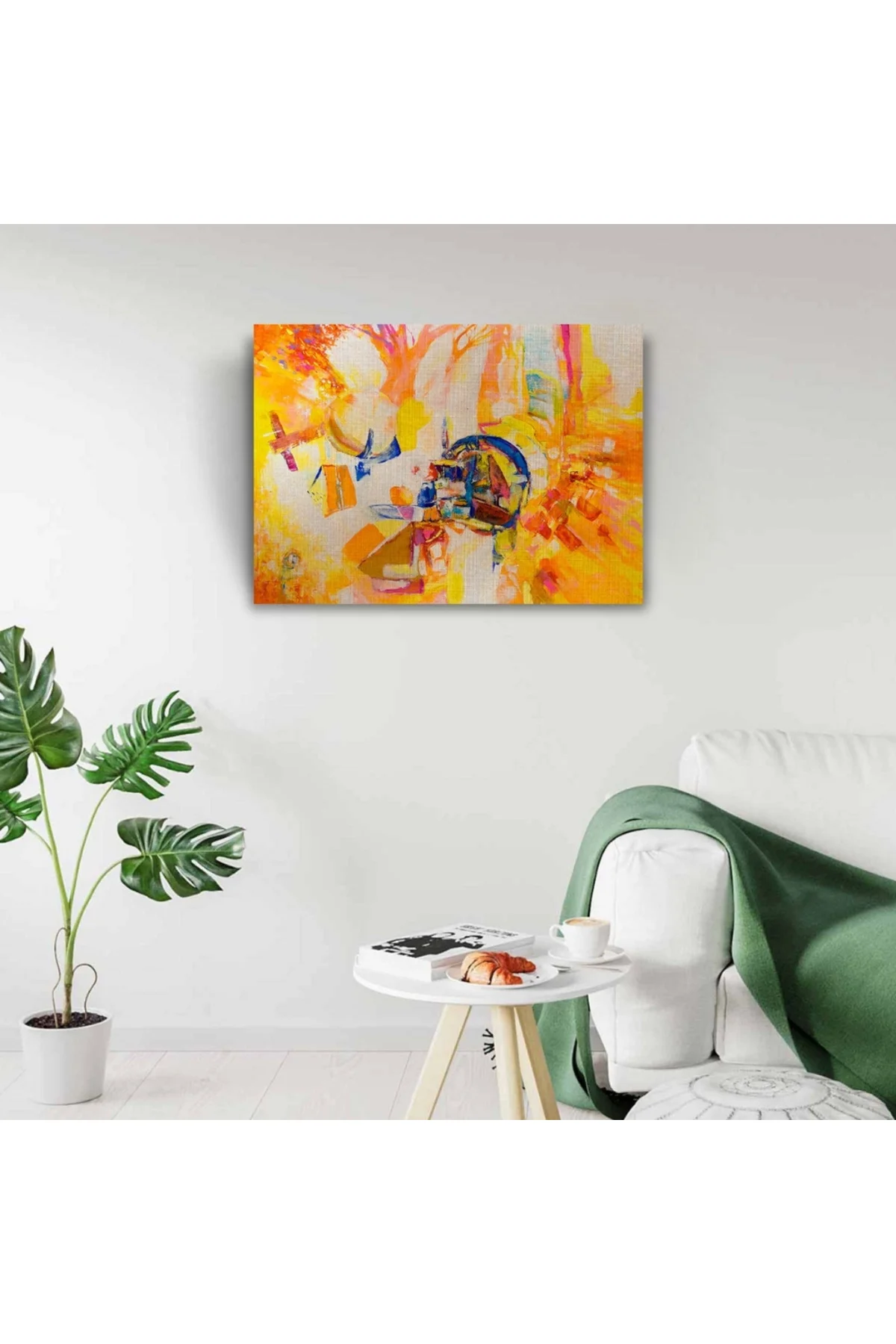 Soyut, Sarı Tonlarda Ormanda Kamp, Kanvas Tablo 50 x 70
