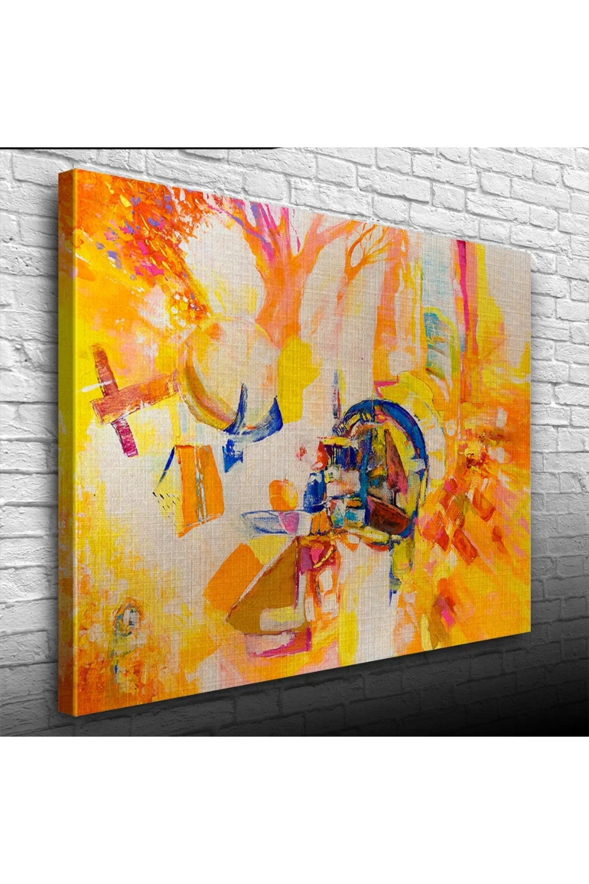Soyut, Sarı Tonlarda Ormanda Kamp, Kanvas Tablo 50 x 70