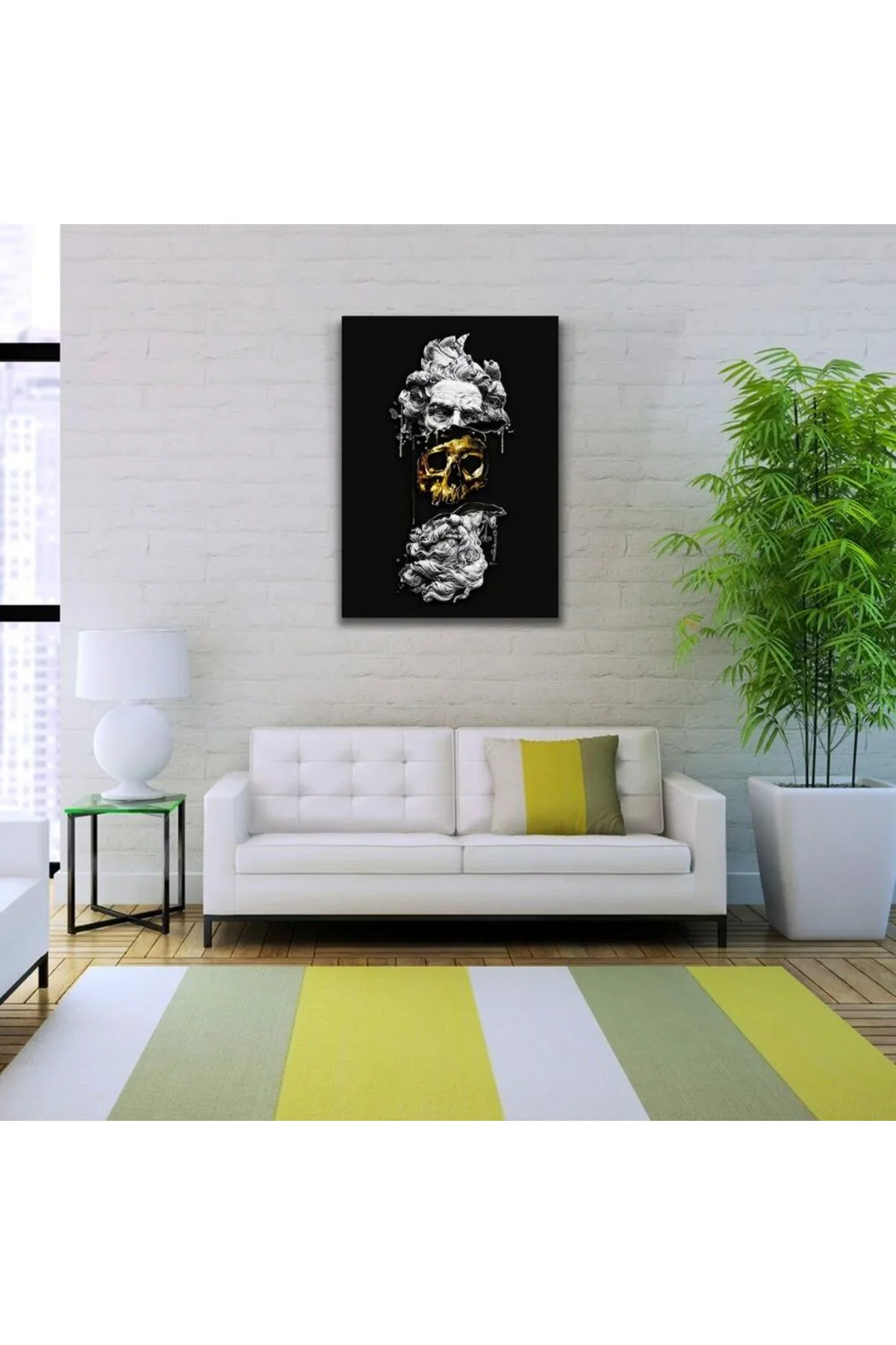 Soyut Siyah Gri Tonlarda Heykel Figürü Kanvas Tablo 50 x 70