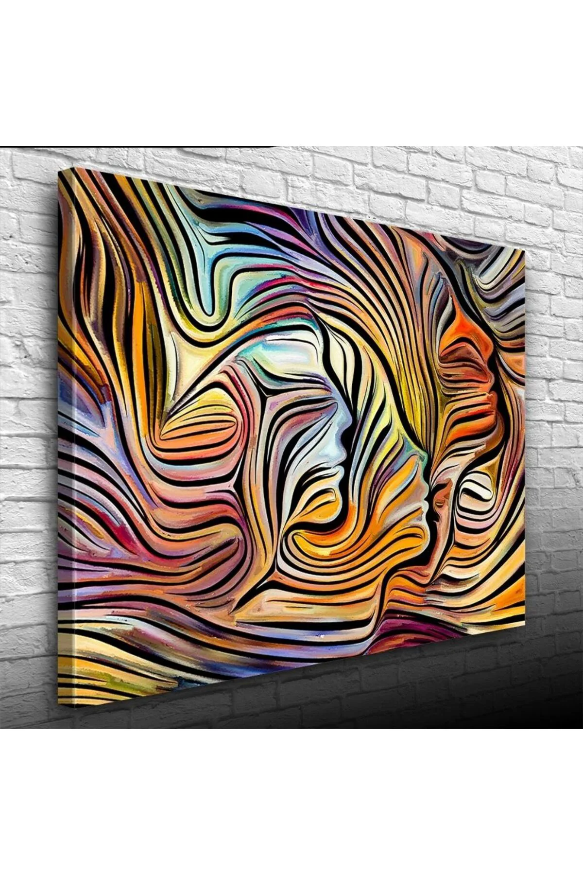 Soyut , Turuncu ve Mavi Tonlar Face Kanvas Tablo 50 x 70