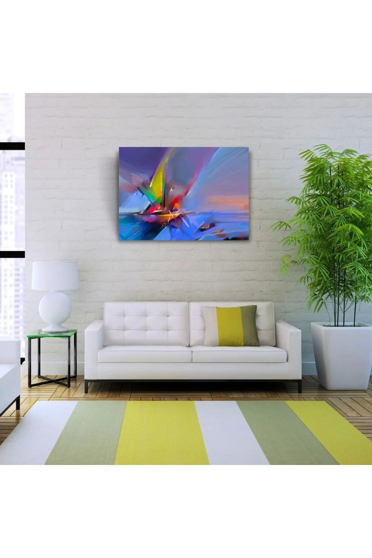 Soyut Yelkenli Canlı Renkler Yağlıboya Kanvas Tablo 50 x 70