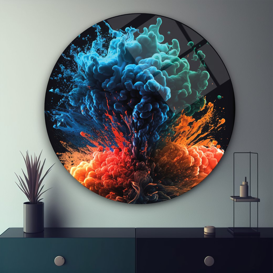 Soyut Yuvarlak Cam Tablo | Hediyelik, Dekoratif, Ofis, Mutfak Soyut Yuvarlak Cam Tablo | Hediyelik, Dekoratif, Ofis, Mutfak