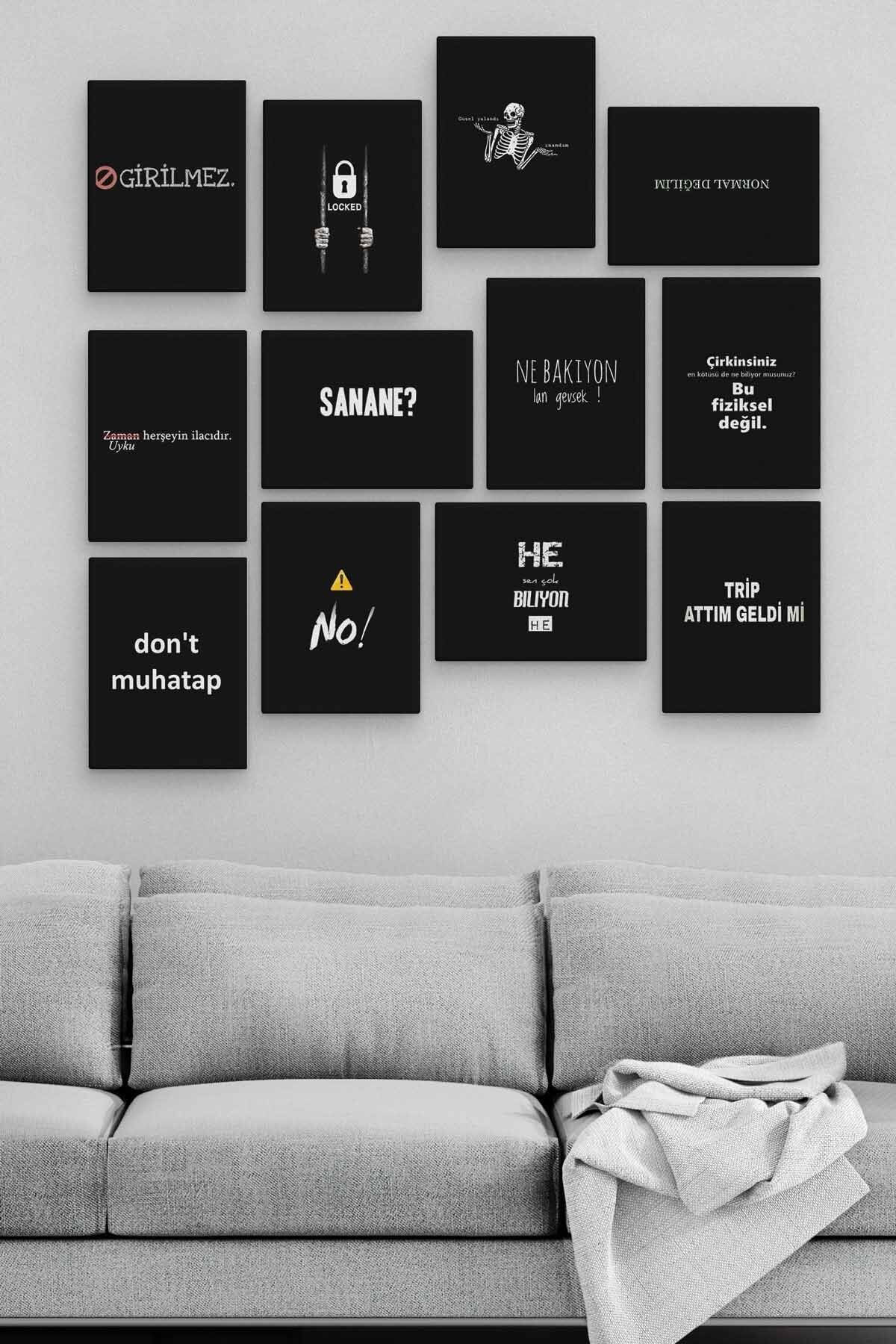 Sözler 12 Parça Ahşap Mdf Tablo Zlltb315