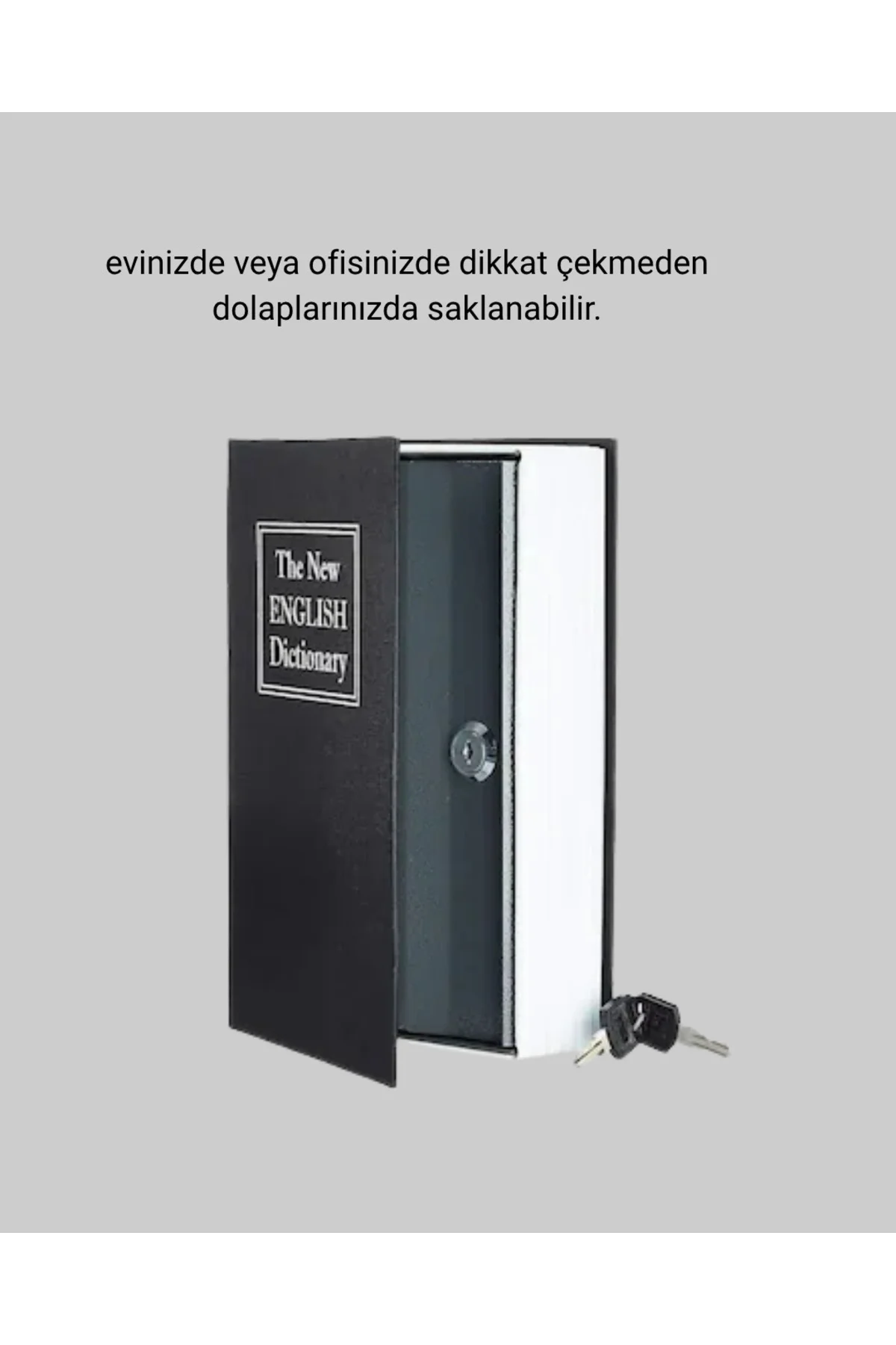 Sözlük Görünümlü Gizli Kitap Kasa – Anahtarlı Metal İç Kasa, Komp