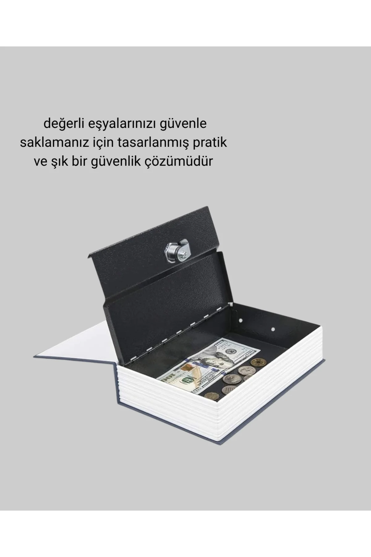 Sözlük Görünümlü Gizli Kitap Kasa – Anahtarlı Metal İç Kasa, Komp