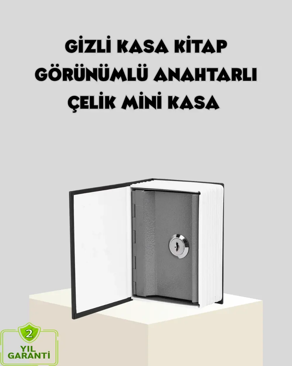 Sözlük Görünümlü Gizli Kitap Kasa – Anahtarlı Metal İç Kasa, Komp