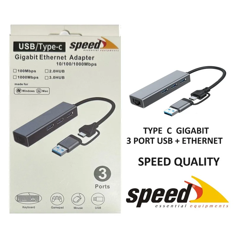 SP-UET01 USB3.0/Type-C 3 Port USB 3.0 Çoklayıcı Gigabit Ethernet Dönüştürücü Fiyatı, Yorumları ve Özellikleri