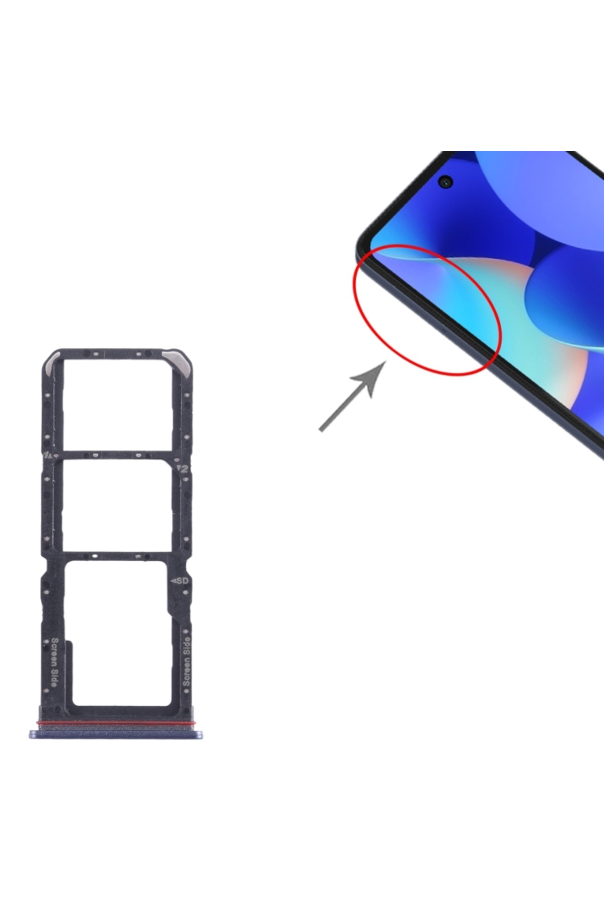 Spark 10 Pro Uyumlu Sim Tepsisi Yuvası Mavi