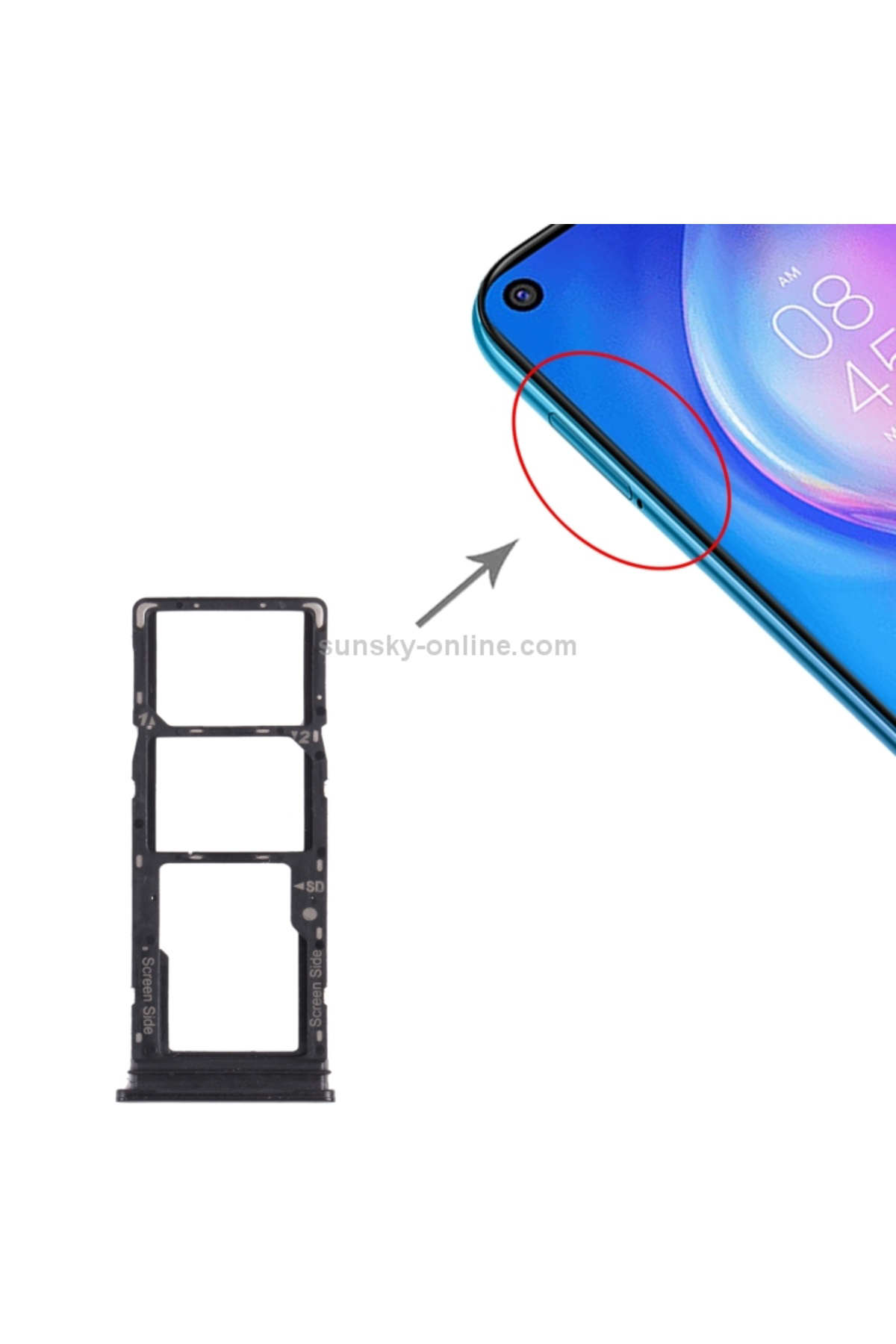 Spark 10 Pro Uyumlu Sim Tepsisi Yuvası Siyah