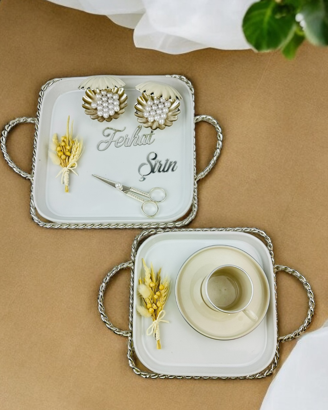 Cyzhome Spark Gümüş Söz Tepsisi Ve Damat Kahve Fincani