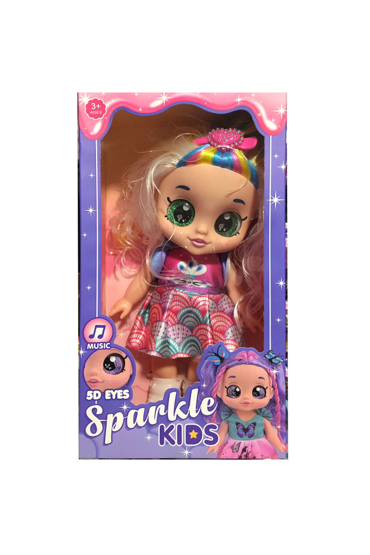 Oyuncak Store Sparkle Kids Bebek - Müzikli Renkli Saçlı Ve Elbiseli 30 Cm Bebek
