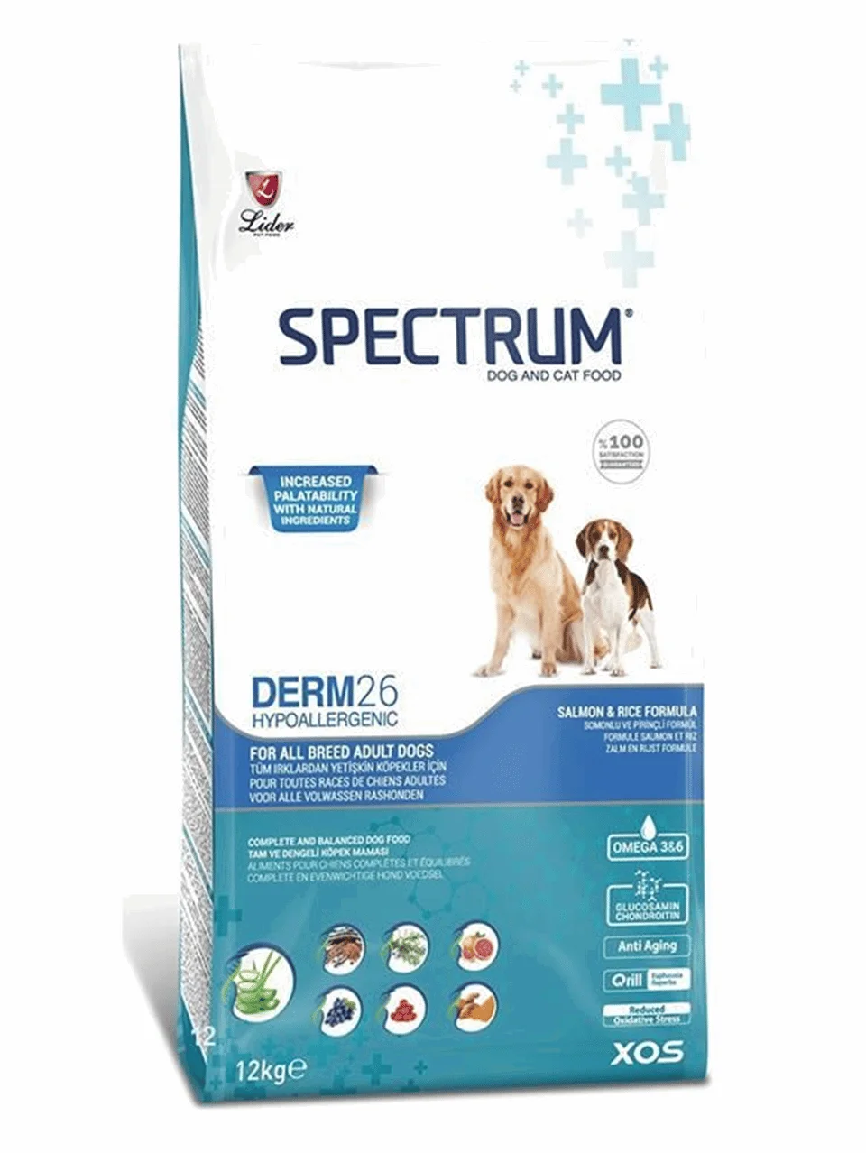 Spectrum Derm 26 Hypo-Allergenic Deri Hassasiyeti için Somonlu Yetişkin Köpek Maması 12kg Spectrum Derm 26 Hypo-Allergenic Deri Hassasiyeti için Somonlu Yetişkin Köpek Maması 12kg