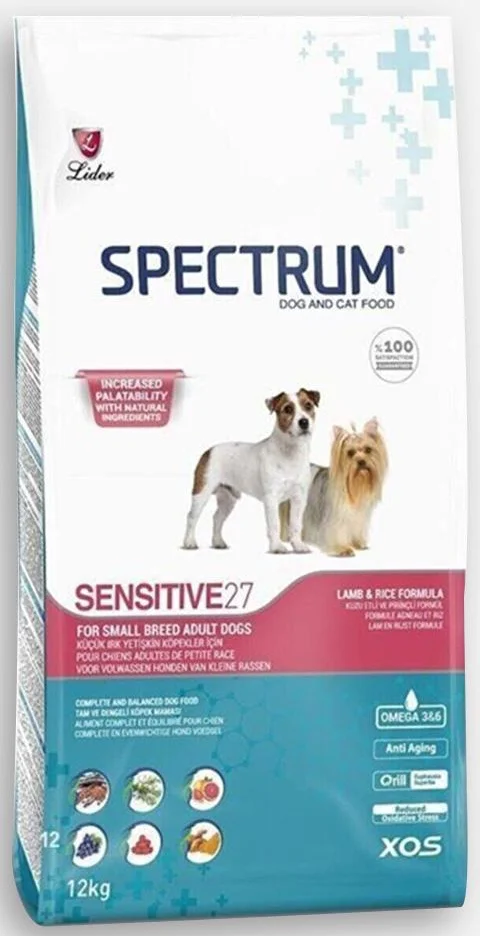 Spectrum Sensitive 27 Kuzulu ve Pirinçli Küçük Irk Yetişkin Köpek Maması 12 Kg
