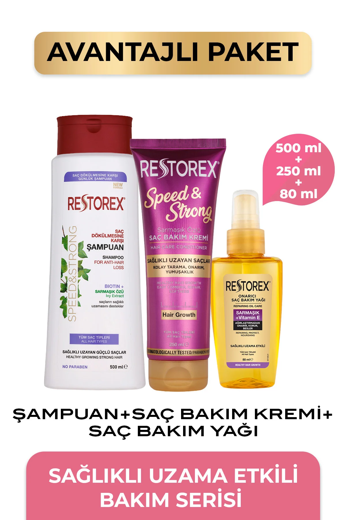 Speed Strong Onarıcı Yağ + Saç Kremi + Saç Dökülmesine Karşı Şampuan