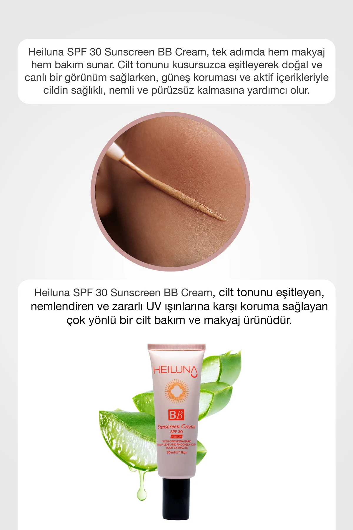 SPF 30 BB Krem 30 ml Medium, Niacinamide & Aloe Vera ile Aydınlat