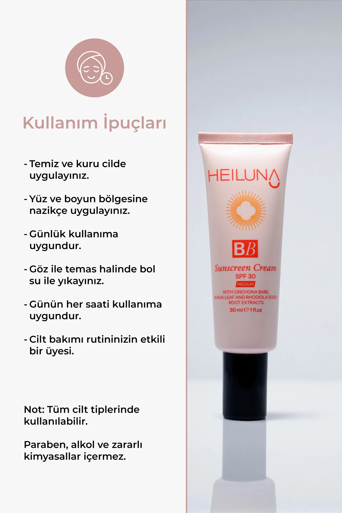 SPF 30 BB Krem 30 ml Medium, Niacinamide & Aloe Vera ile Aydınlat
