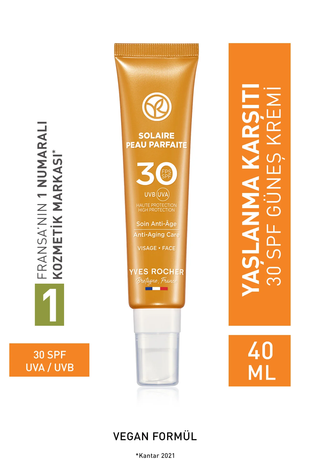 Spf 30 Fotoyaşlanma Ve Leke Karşıtı Güneş Koruyucu Yüz Kremi/solaire Peau Parfaite-40 ml