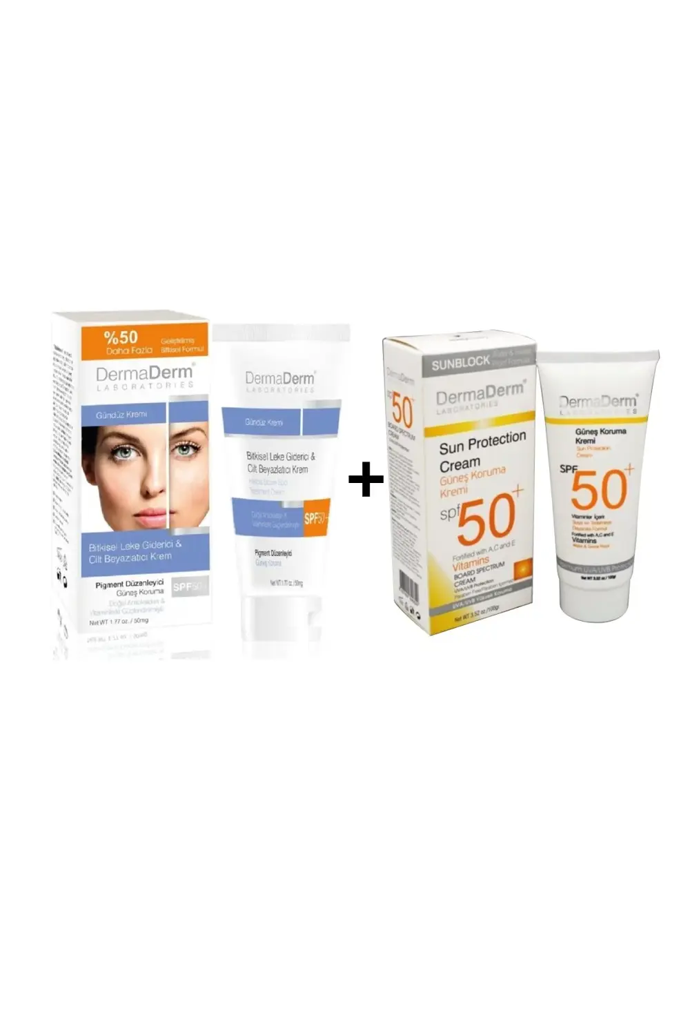 Spf 50+ Güneş Koruma Kremi + Bitkisel Leke Giderici&cilt Beyazlat