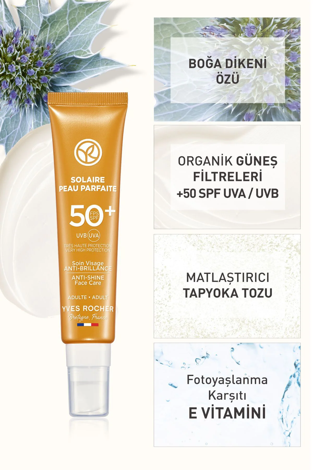 Spf 50 Yüksek Korumalı Yağlanma Ve Leke Karşıtı Yüz Güneş Kremi/S
