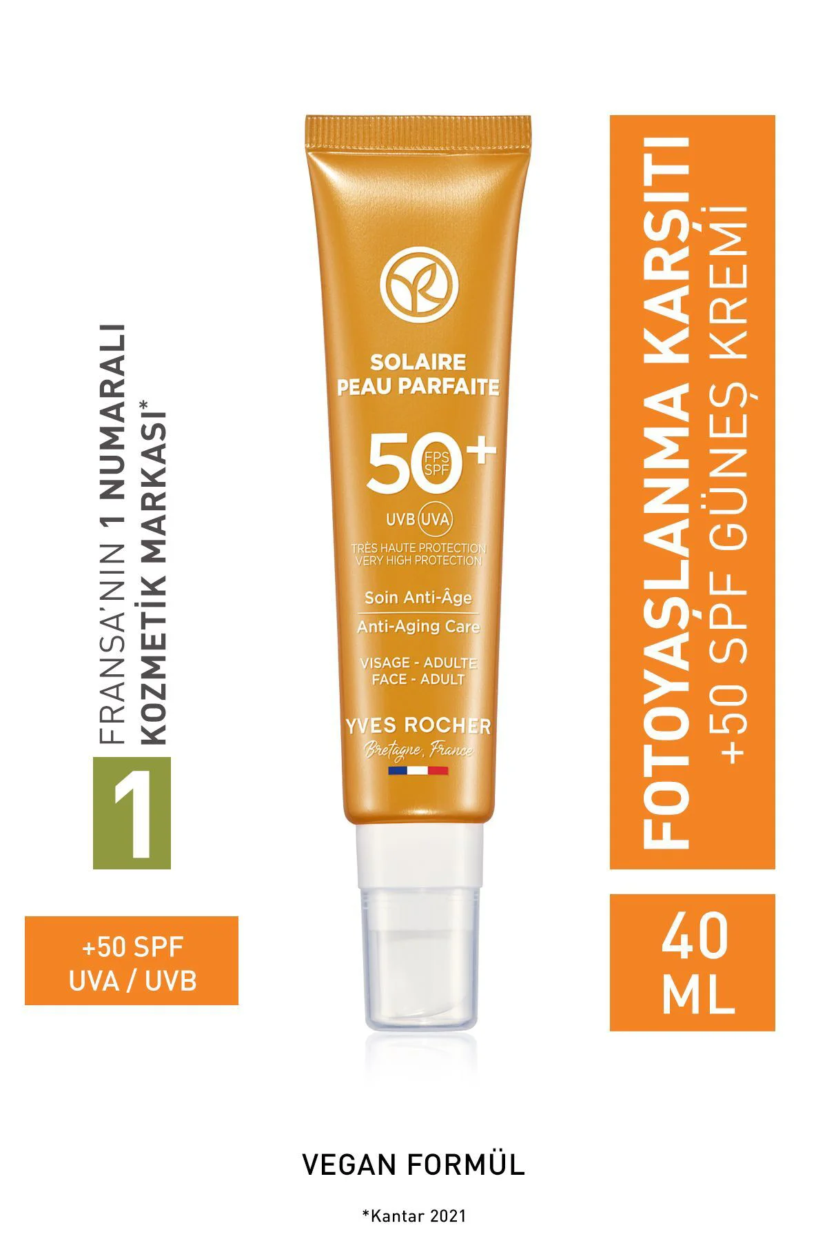 Spf 50 Yüksek Korumalı Fotoyaşlanma Ve Leke Karşıtı Yüz Güneş Kre
