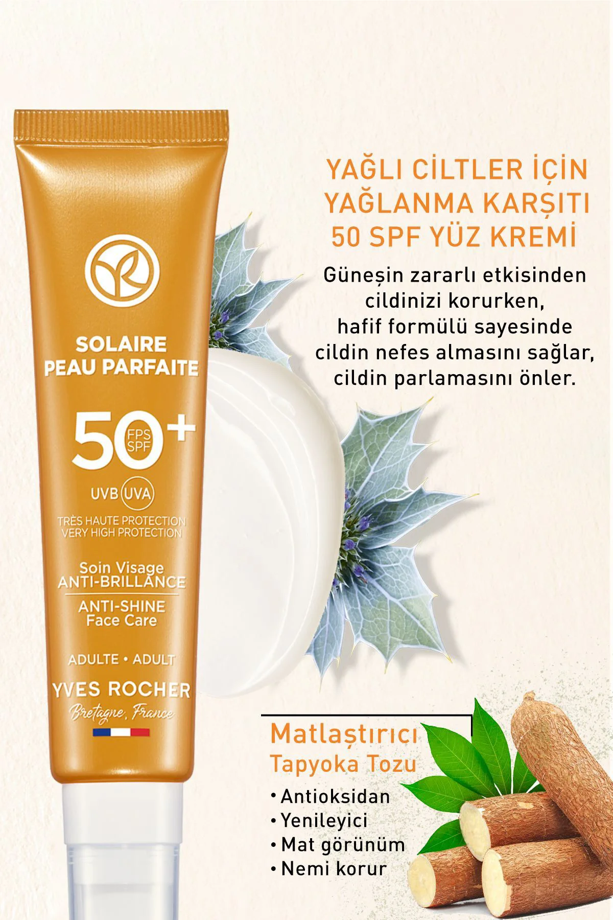 Spf 50 Yüksek Korumalı Yağlanma Ve Leke Karşıtı Yüz Güneş Kremi/S