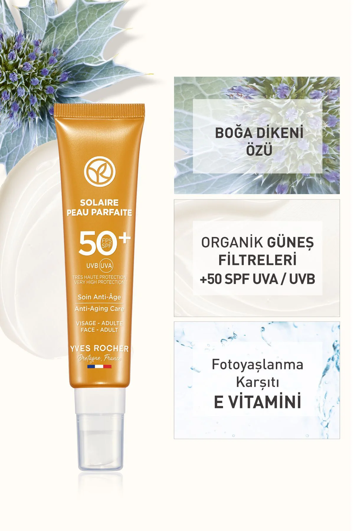Spf 50 Yüksek Korumalı Fotoyaşlanma Ve Leke Karşıtı Yüz Güneş Kre