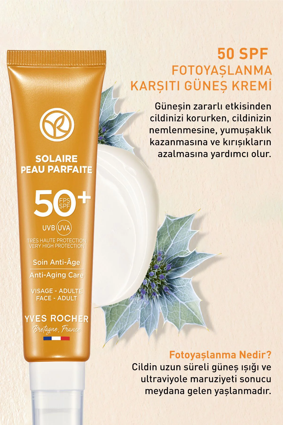 Spf 50 Yüksek Korumalı Fotoyaşlanma Ve Leke Karşıtı Yüz Güneş Kre