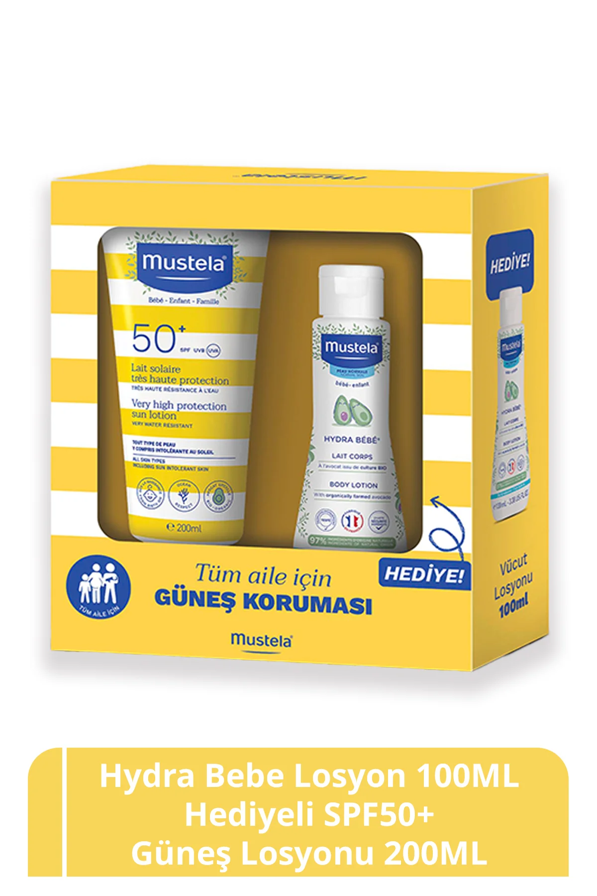 Spf50+ Çok Yüksek Koruma Faktörlü Güneş Losyonu 200ml + Hydrabebe
