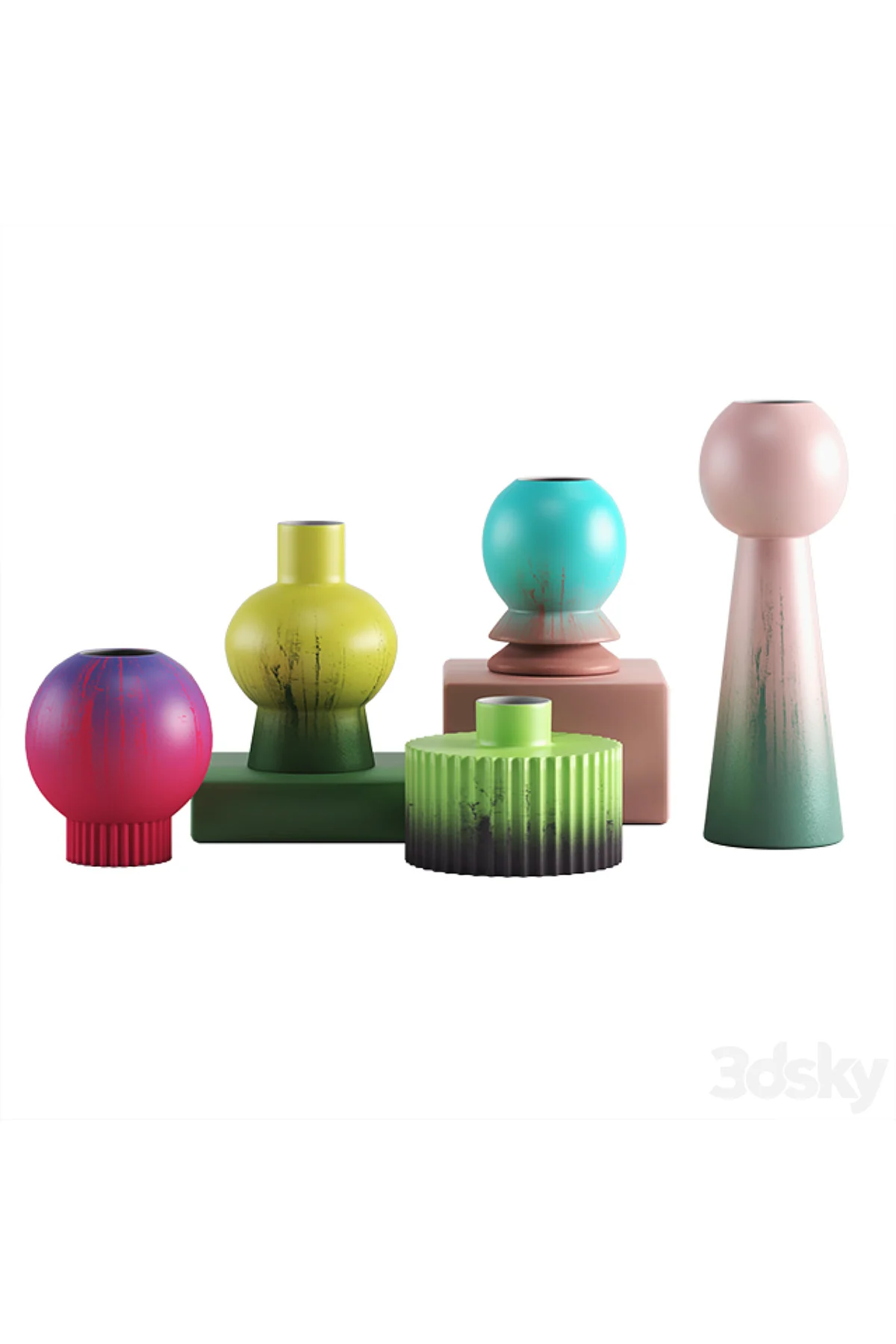 Sphere Küre Vazo Seti 15 CM Sert Plastik 5'li Dekoratif Renkli Vazo Fiyatı, Yorumları ve Özellikleri